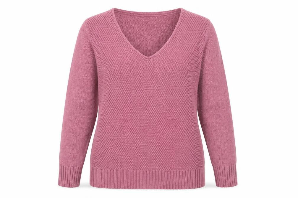 Kenar Womens Pink V-Neck  Cotton Pullover Jumper Size L