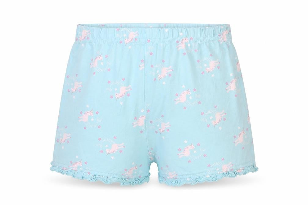 Matalan Girls Blue Solid Cotton Top Sleep Shorts Size 4-5 Years