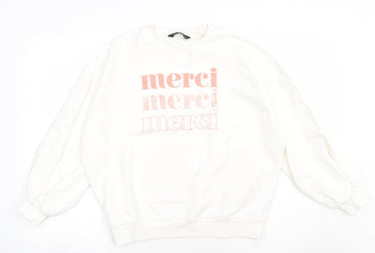 F&F Womens White  Cotton Pullover Sweatshirt Size 8  Pullover - merci