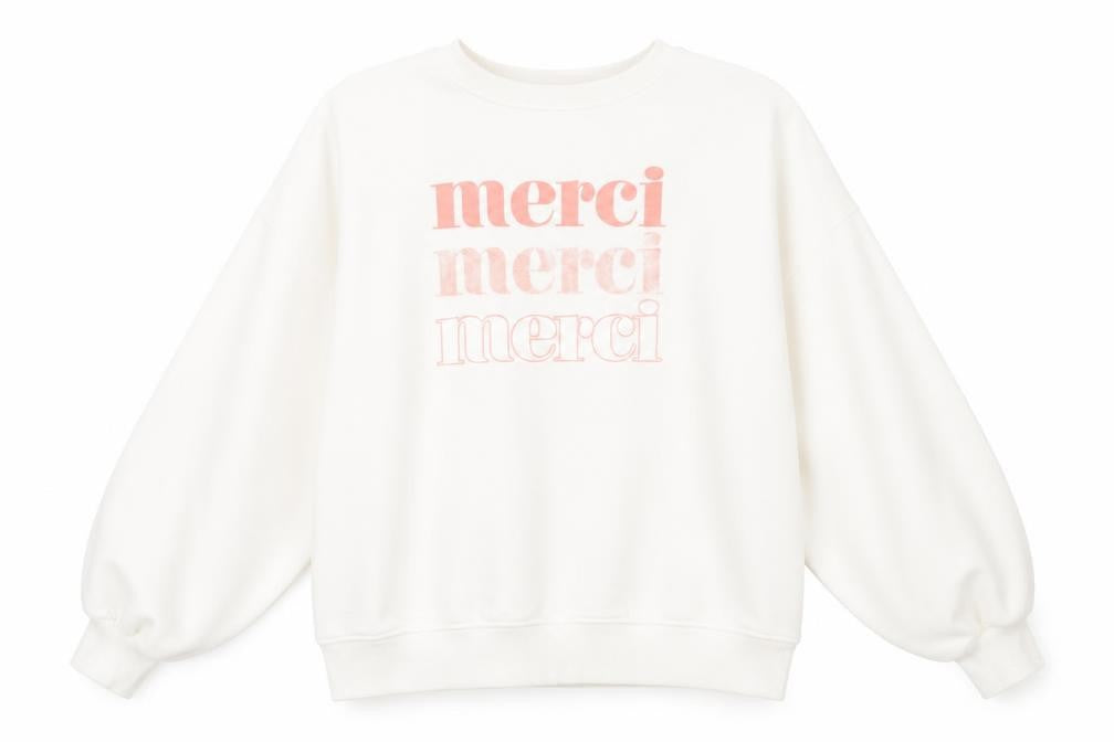F&F Womens White  Cotton Pullover Sweatshirt Size 8  Pullover - merci