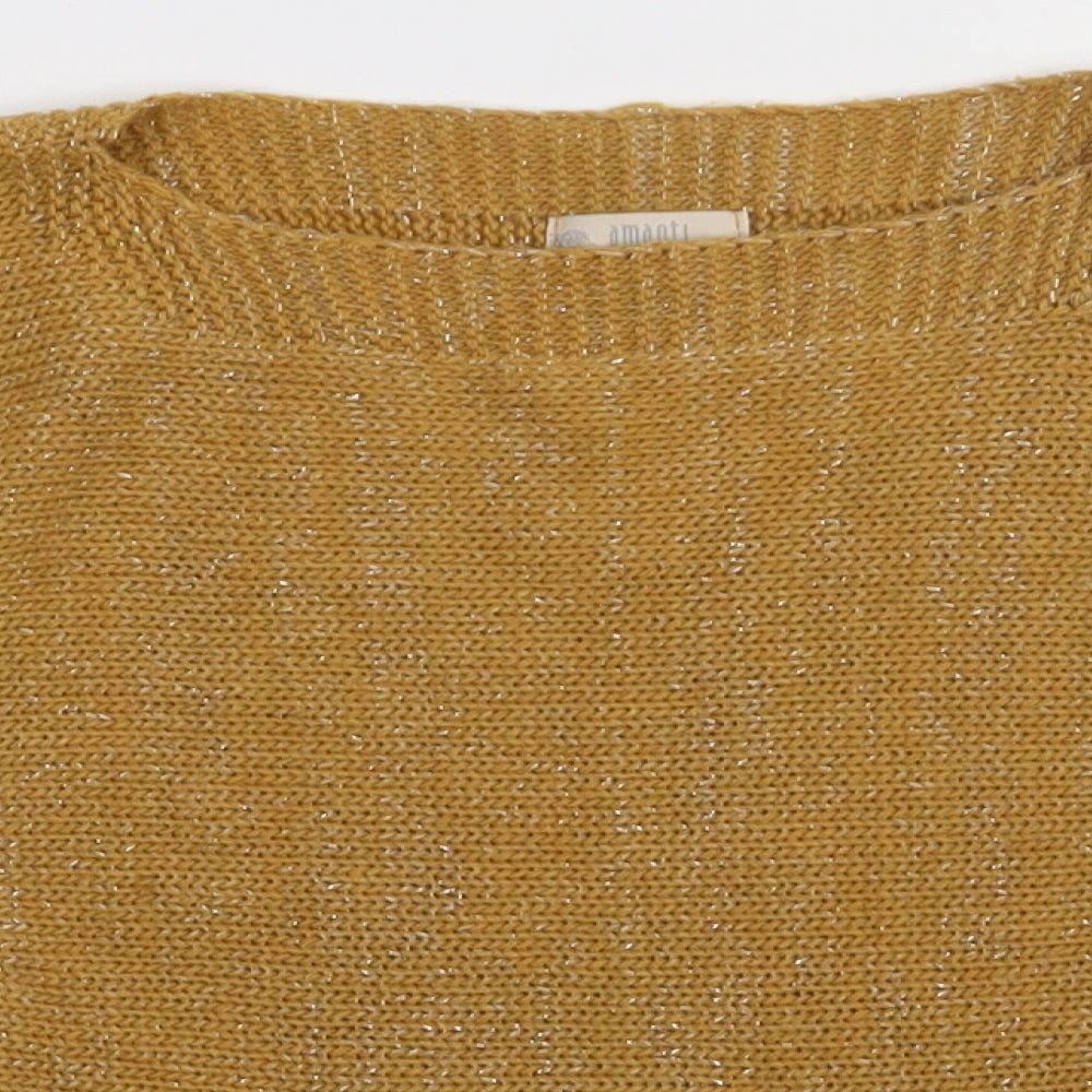 Amanti Womens Yellow  Acrylic Pullover Sweatshirt Size S  Pullover