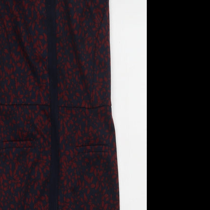 TU Womens Red Geometric Polyester Bodycon  Size 12  V-Neck Pullover