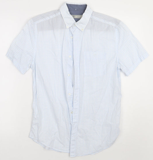 NEXT Mens Blue Geometric Cotton  Button-Up Size S Collared Button