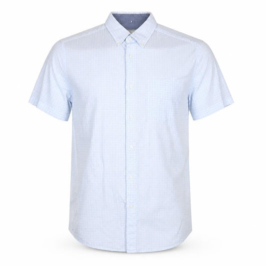 Next Mens Blue Geometric Cotton  Button-Up Size S Collared Button