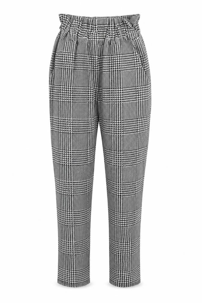 Misspap Womens White Check Polyester Trousers  Size 6 L28 in Regular