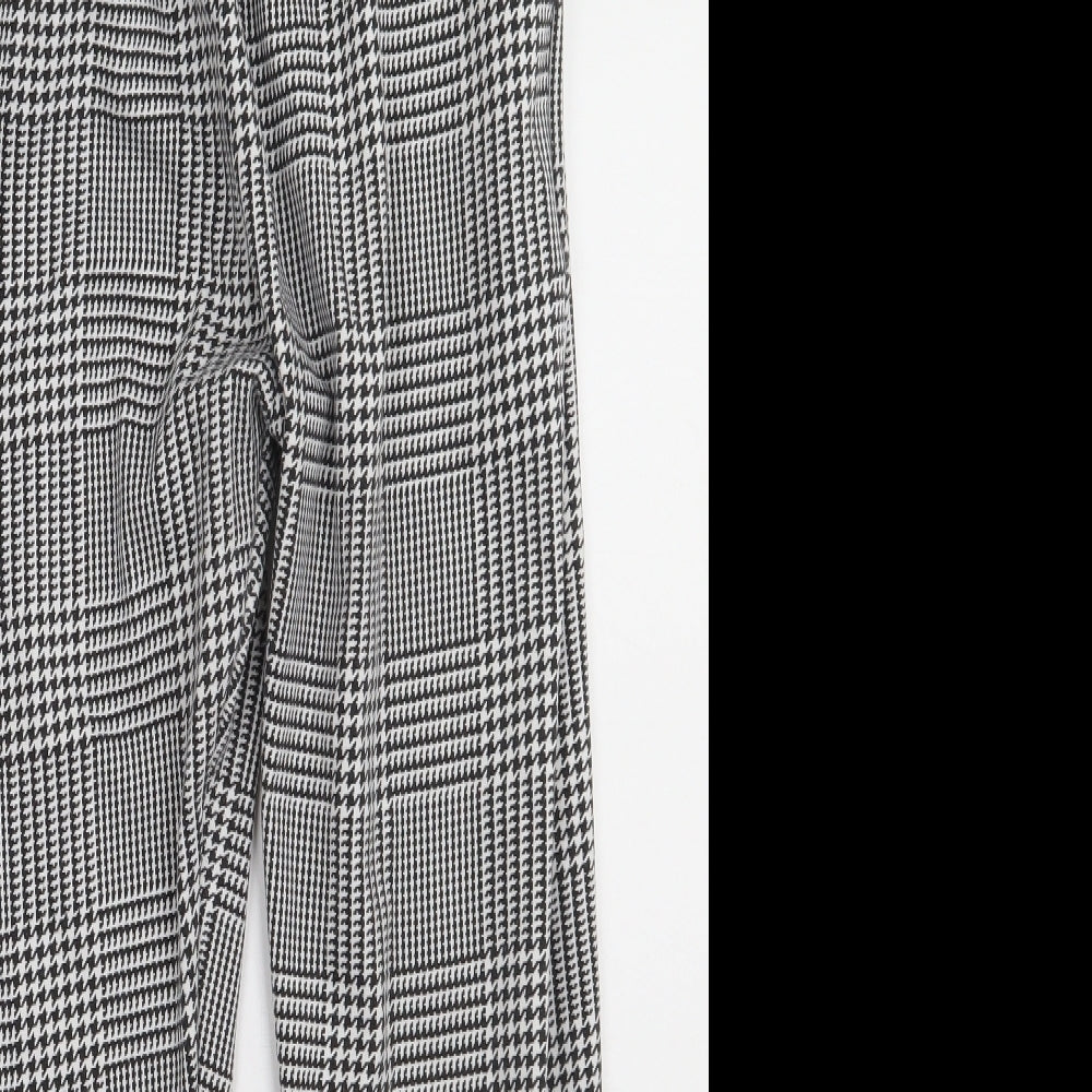 Misspap Womens White Check Polyester Trousers  Size 6 L28 in Regular