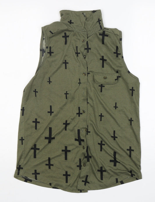 Atmosphere Womens Green  Polyester Basic Button-Up Size 14 Collared