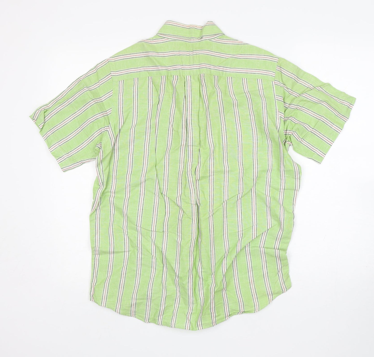 Murphy & Nye Mens Green Striped Cotton  Button-Up Size M Collared