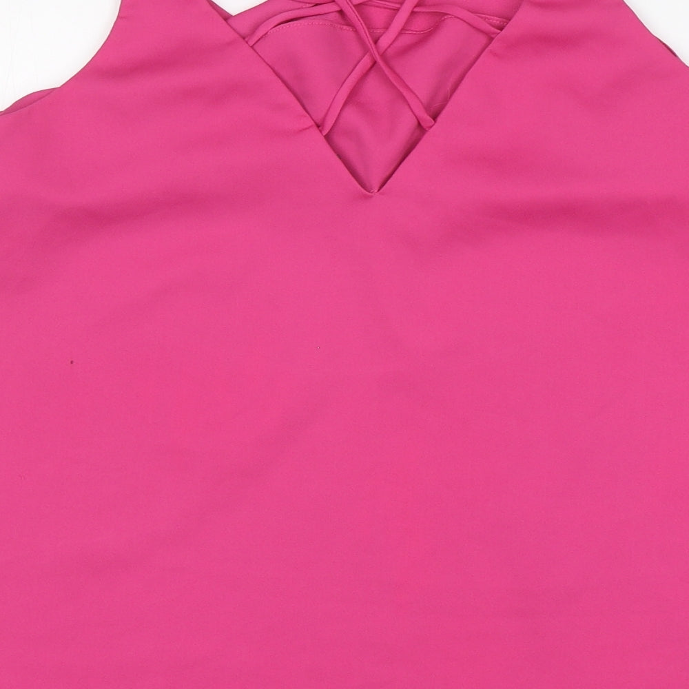 NEXT Womens Pink  Polyester Basic Blouse Size 12 V-Neck