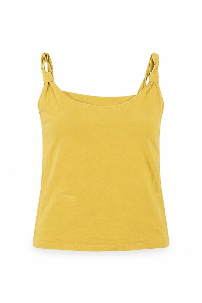 Principles Womens Yellow  Cotton Basic Tank Size M Round Neck