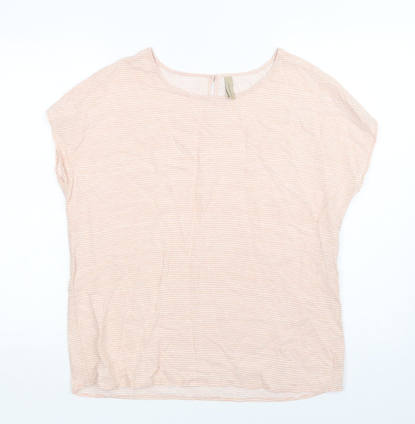 Soyaconcept Womens Pink Striped  Basic Blouse Size M Round Neck