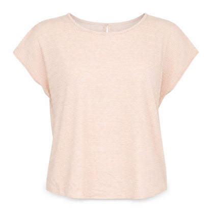 Soyaconcept Womens Pink Striped  Basic Blouse Size M Round Neck