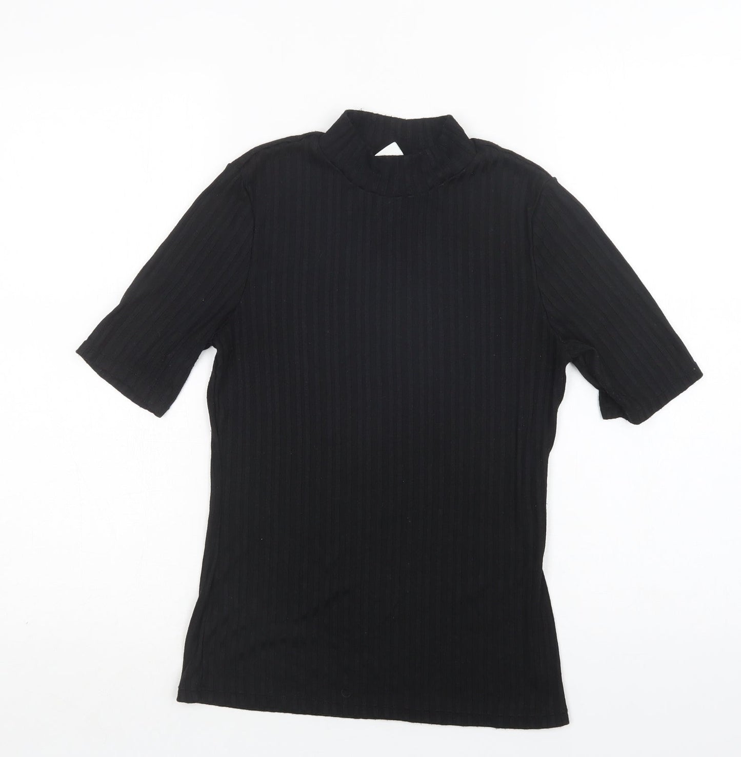 H&M Womens Black  Polyester Basic Blouse Size S Mock Neck