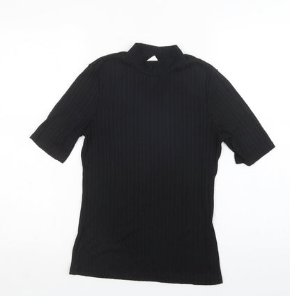 H&M Womens Black  Polyester Basic Blouse Size S Mock Neck