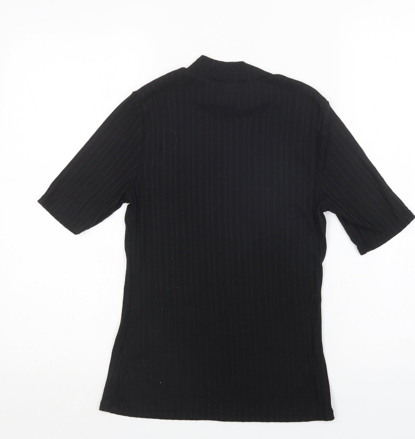 H&M Womens Black  Polyester Basic Blouse Size S Mock Neck