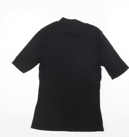 H&M Womens Black  Polyester Basic Blouse Size S Mock Neck