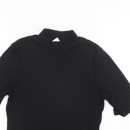 H&M Womens Black  Polyester Basic Blouse Size S Mock Neck