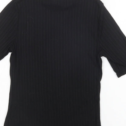 H&M Womens Black  Polyester Basic Blouse Size S Mock Neck