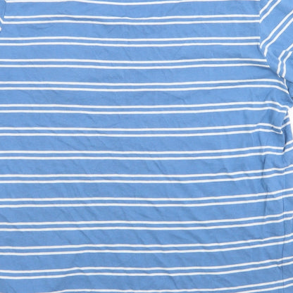 Cellbes Womens Blue Striped Cotton Basic T-Shirt Size 8 Crew Neck