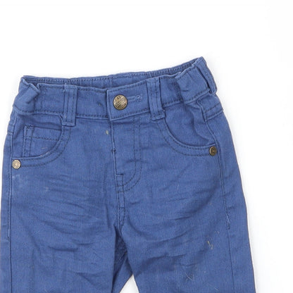 Preloved F&F Boys Blue  Cotton Capri Jeans Size 6-9 Months  Button - Detail