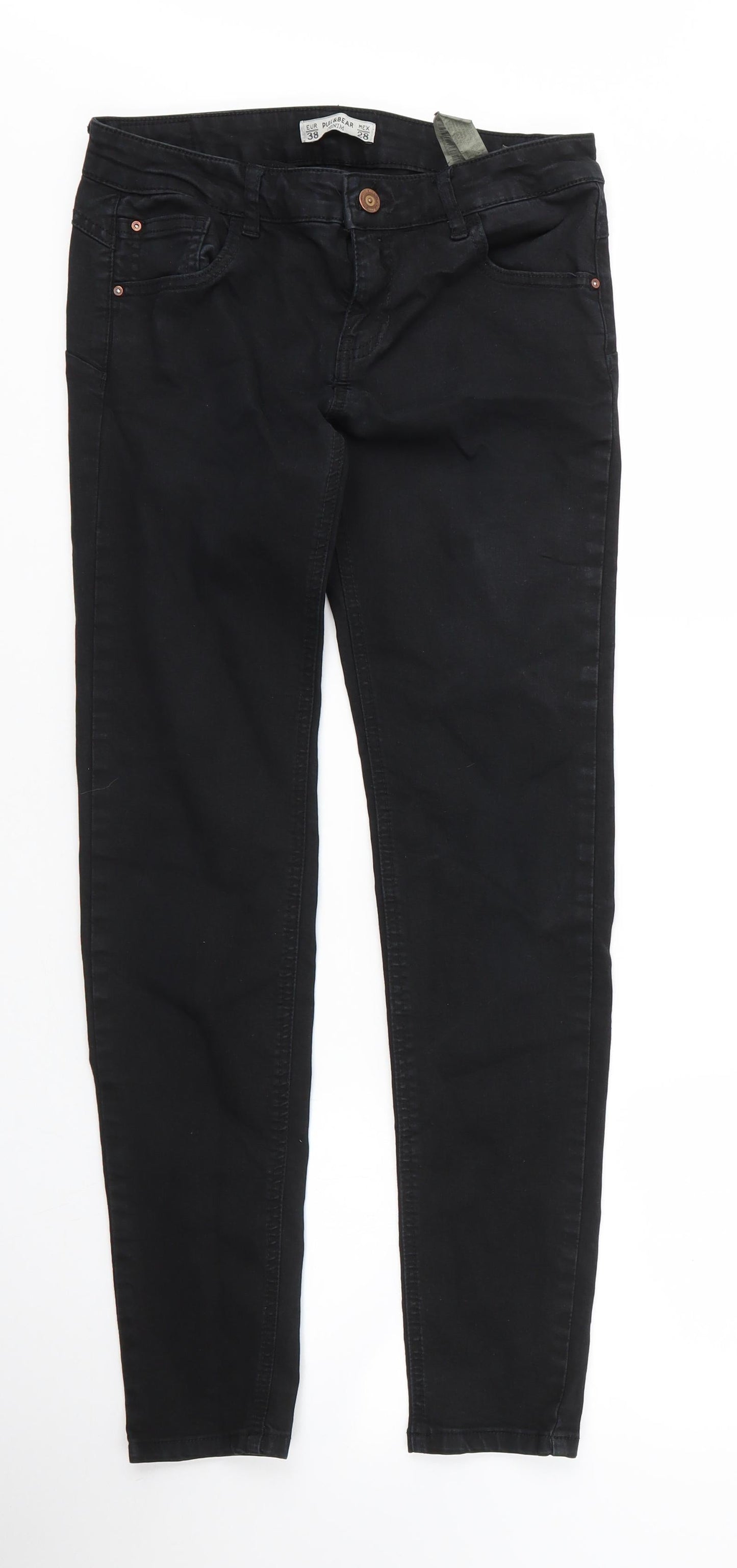 Pull&Bear Womens Black  Cotton Skinny Jeans Size 28 in L27 in Regular Zip