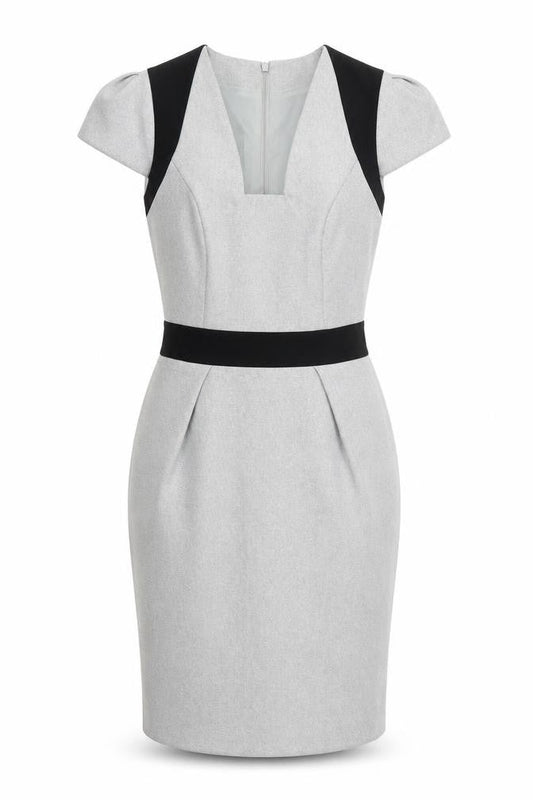 Dorothy Perkins Womens Grey  Polyester Sheath  Size 8  Square Neck Zip