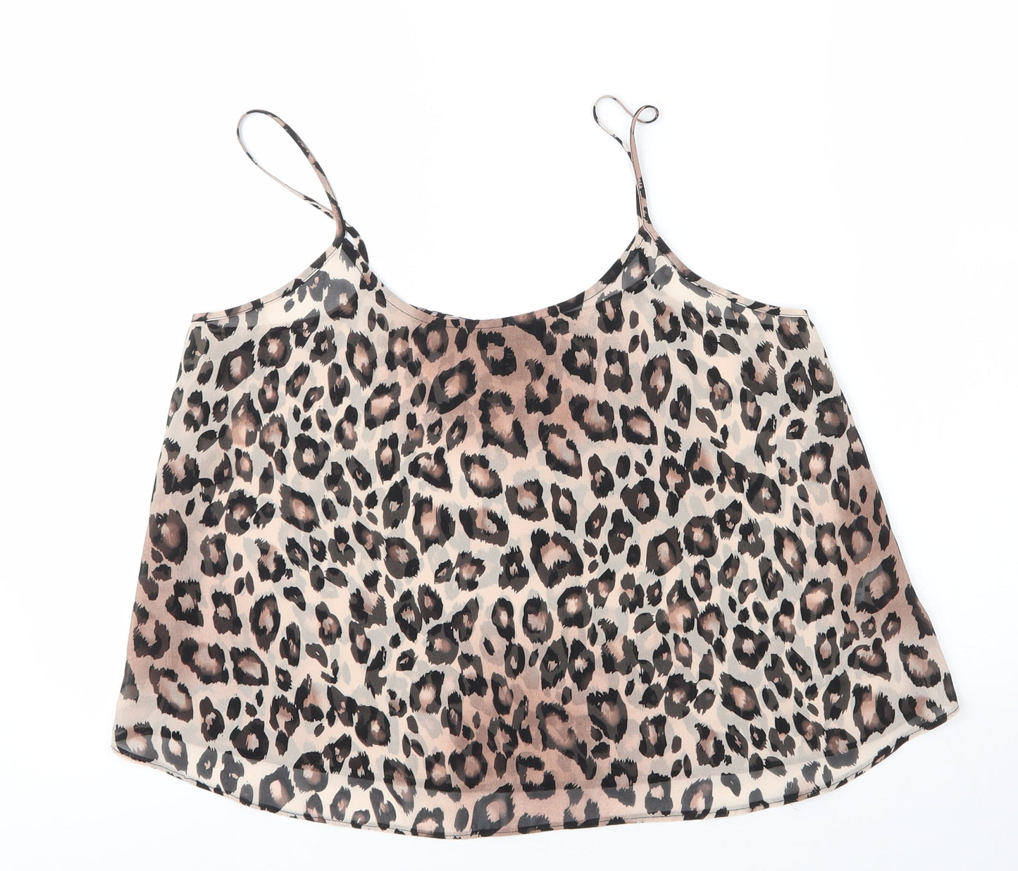 Topshop Womens Beige Animal Print Polyester Camisole Blouse Size 10 Round Neck - Leopard print