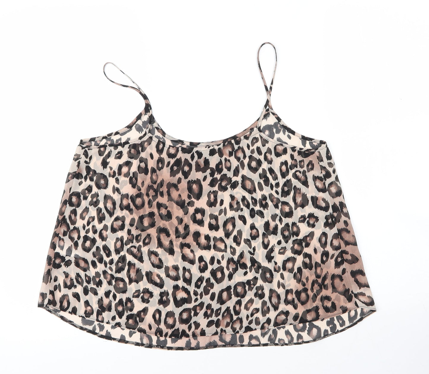 Topshop Womens Beige Animal Print Polyester Camisole Blouse Size 10 Round Neck - Leopard print