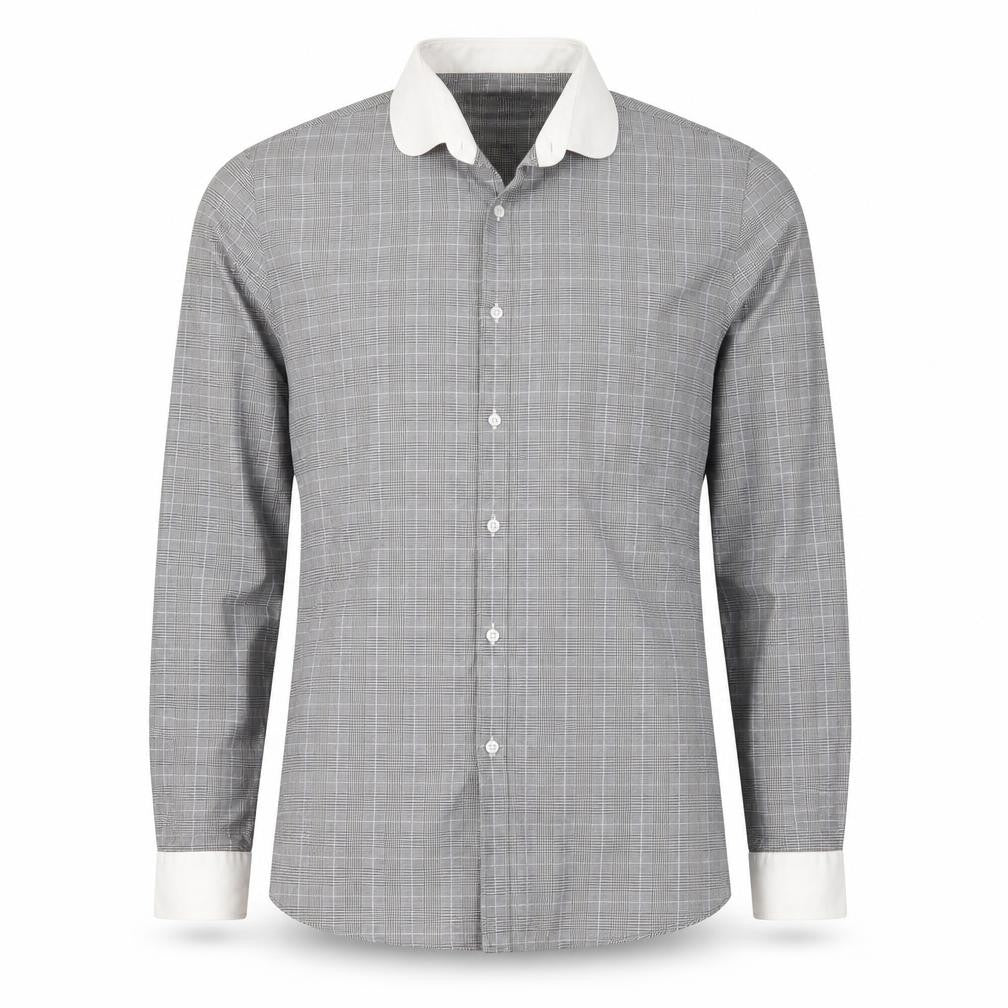 Limehaus Mens Grey Plaid Cotton  Button-Up Size 15.5 Collared Button