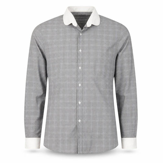 Limehaus Mens Grey Plaid Cotton  Button-Up Size 15.5 Collared Button