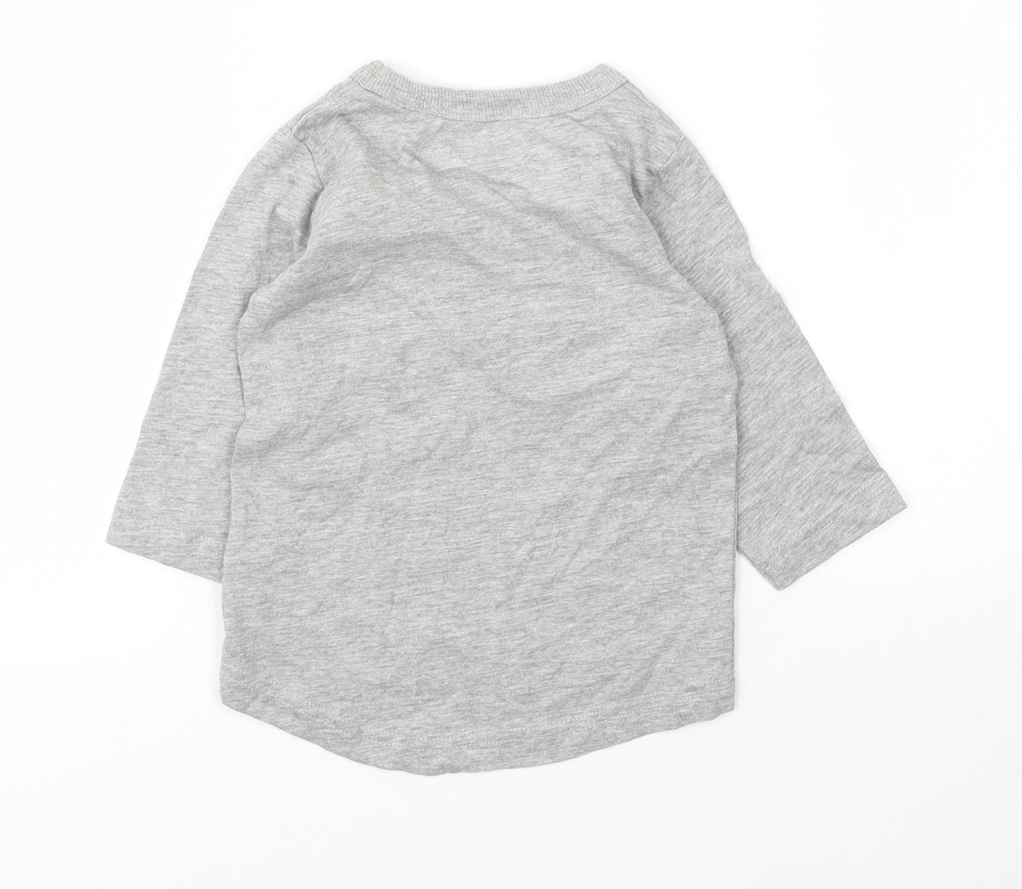 NEXT Boys Grey  Cotton Basic T-Shirt Size 6-9 Months Round Neck