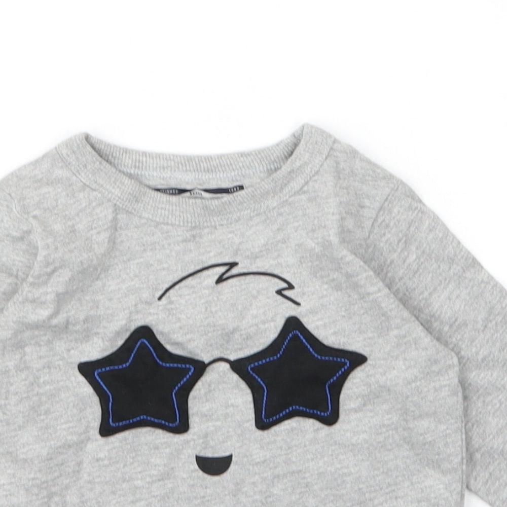 NEXT Boys Grey  Cotton Basic T-Shirt Size 6-9 Months Round Neck