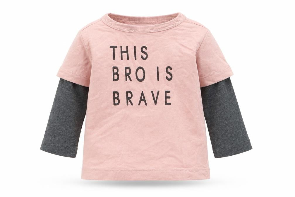 Next Boys Pink  Cotton Basic T-Shirt Size 6-9 Months Round Neck