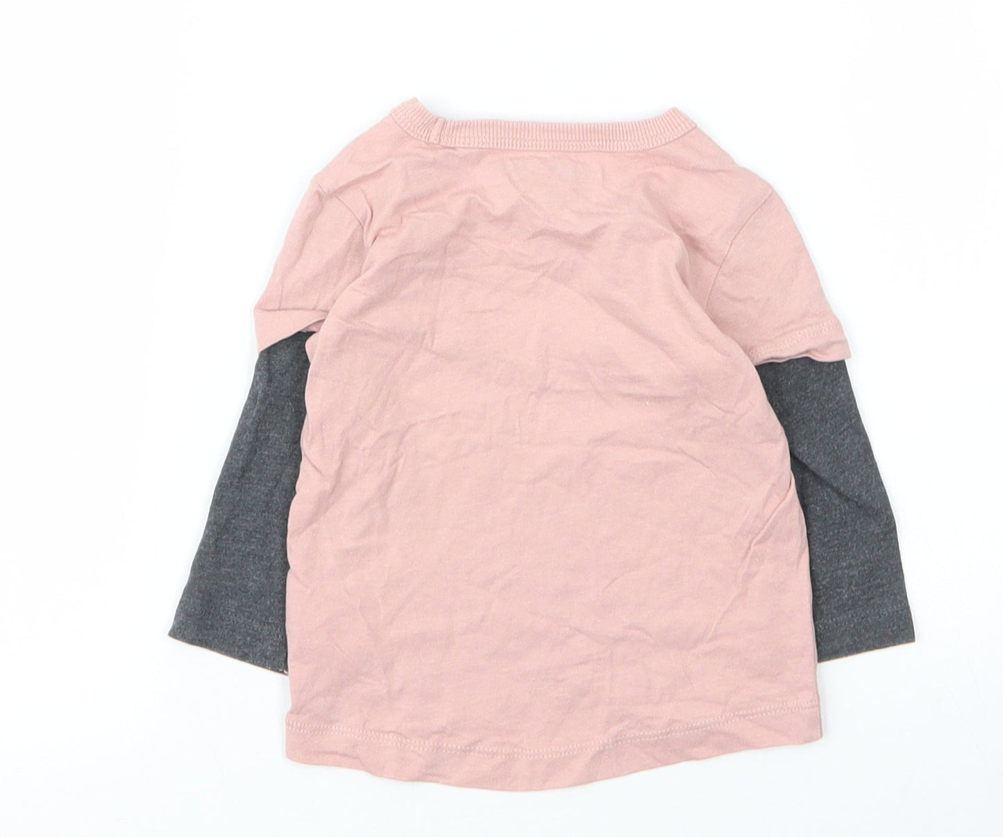 NEXT Boys Pink  Cotton Basic T-Shirt Size 6-9 Months Round Neck