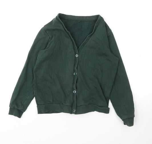 George Girls Green V-Neck  Cotton Cardigan Jumper Size 8 Years  Button