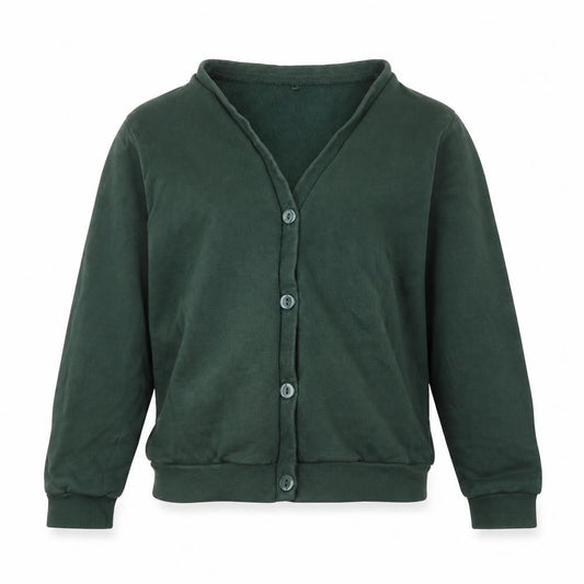 George Girls Green V-Neck  Cotton Cardigan Jumper Size 8 Years  Button