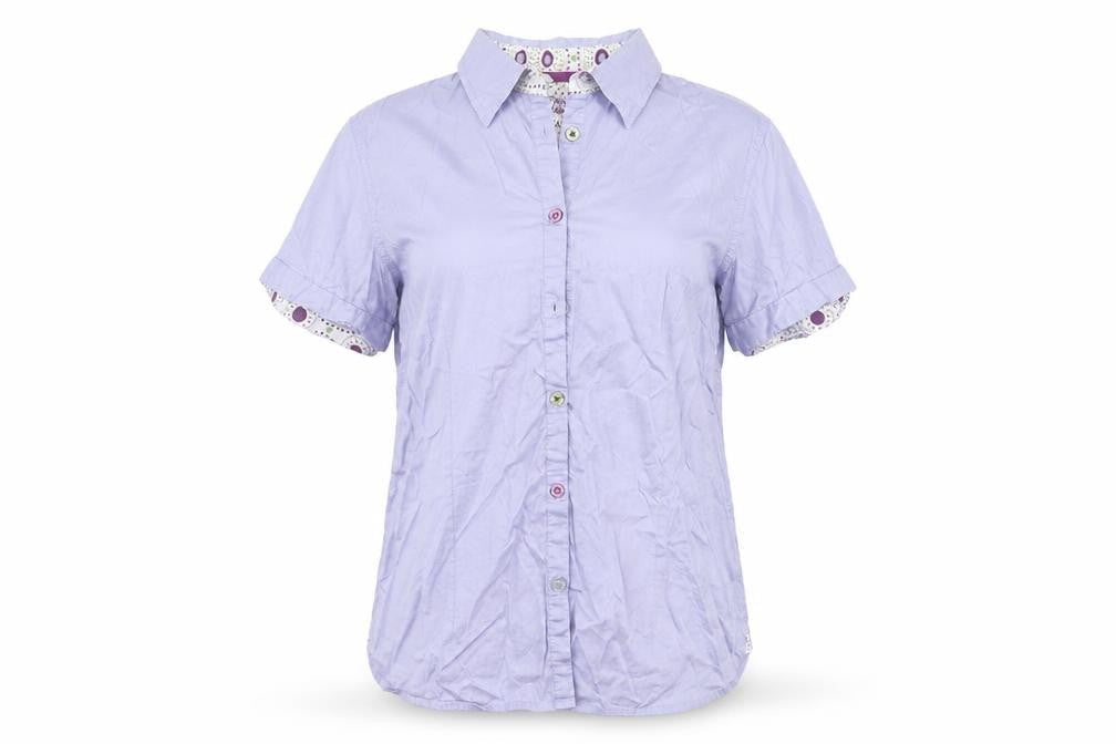 Tayberry Womens Purple  Cotton Basic Button-Up Size L Collared