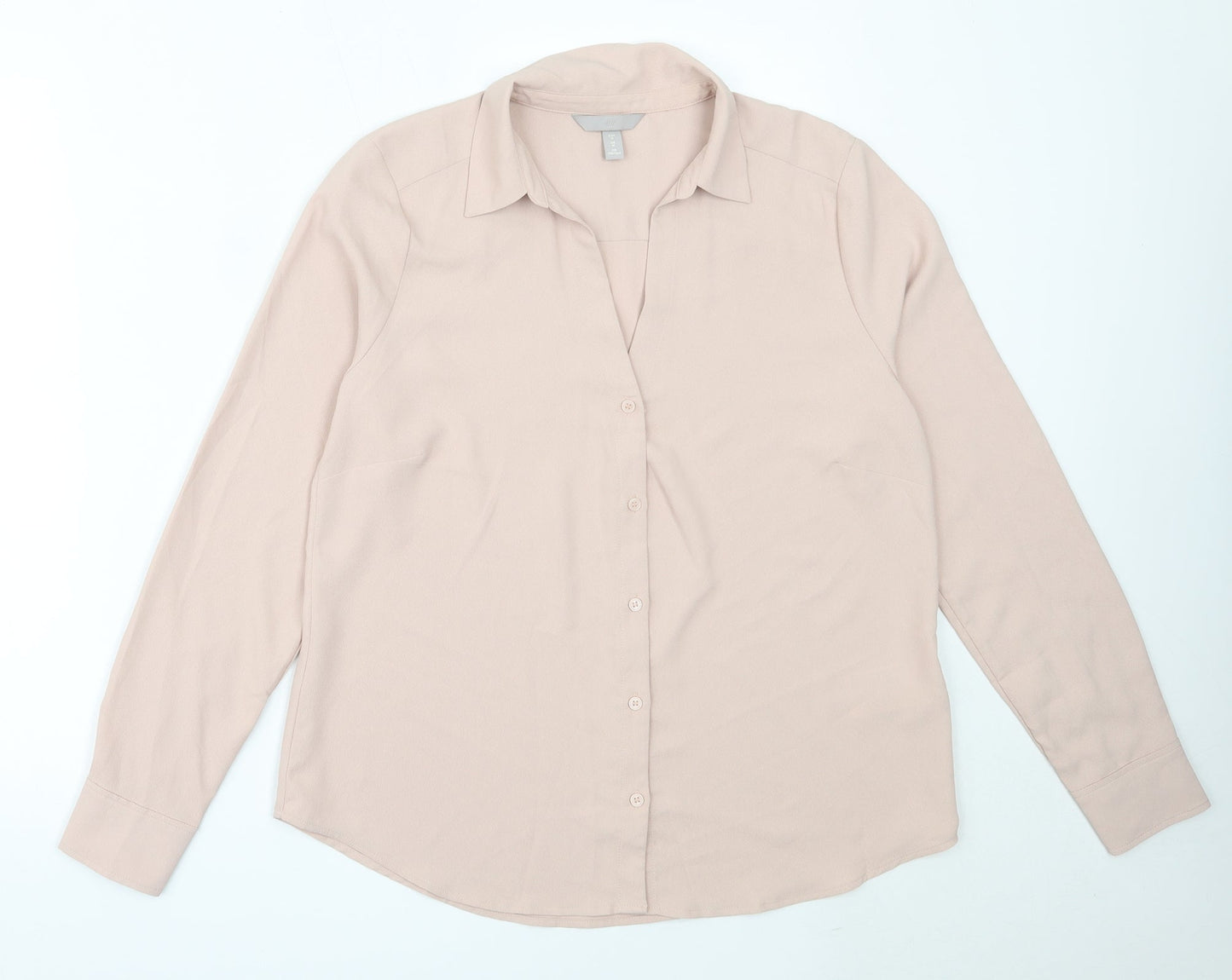 H&M Womens Pink  Polyester Basic Button-Up Size M Collared