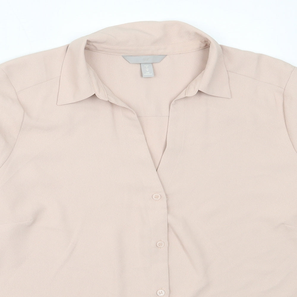 H&M Womens Pink  Polyester Basic Button-Up Size M Collared