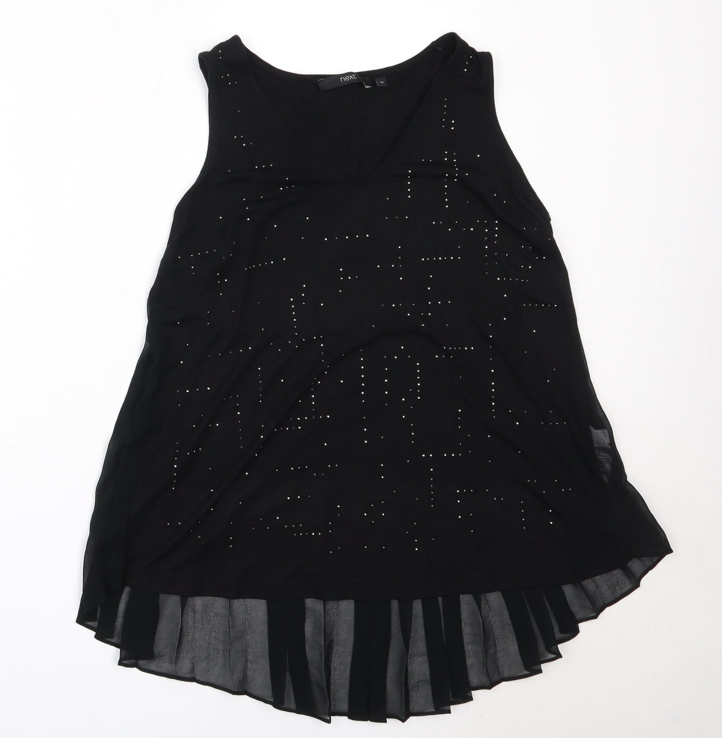 NEXT Womens Black  Viscose Basic Blouse Size 12 V-Neck