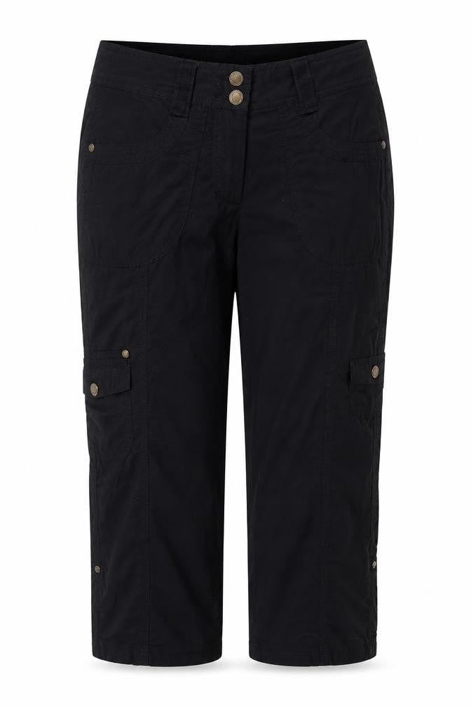 Yessica Womens Black  Cotton Cropped Trousers Size 36 L24 in Regular