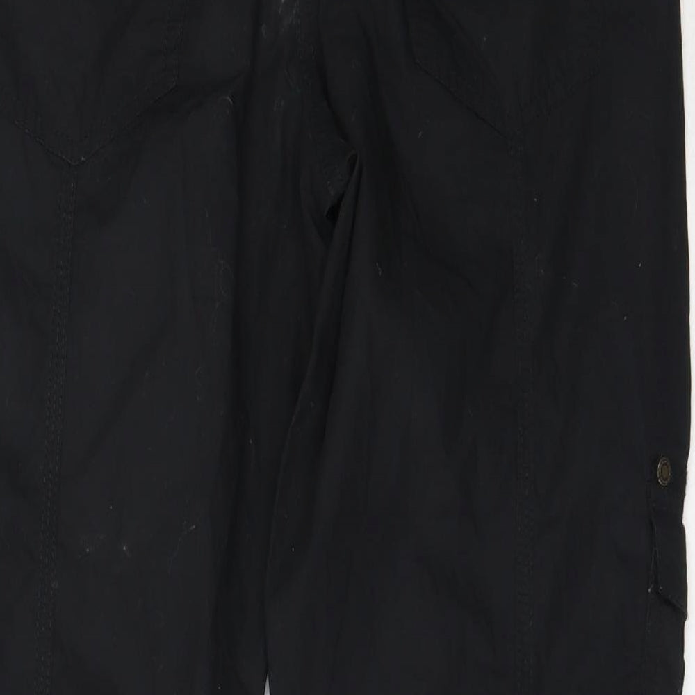 Yessica Womens Black  Cotton Cropped Trousers Size 36 L24 in Regular