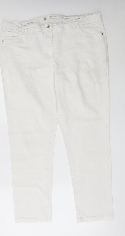CANDA Womens White  Cotton Trousers  Size 48 L29 in Regular