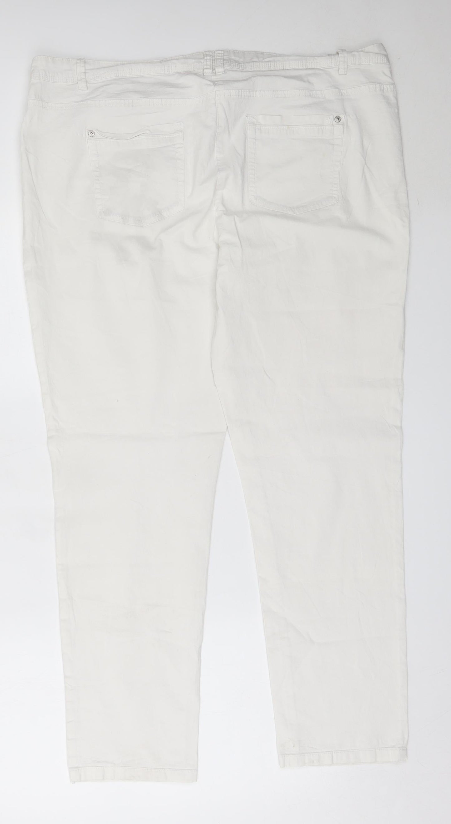 CANDA Womens White  Cotton Trousers  Size 48 L29 in Regular