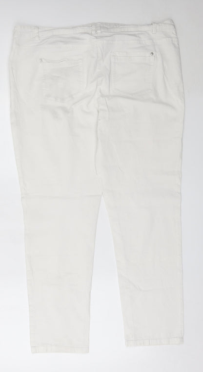 CANDA Womens White  Cotton Trousers  Size 48 L29 in Regular