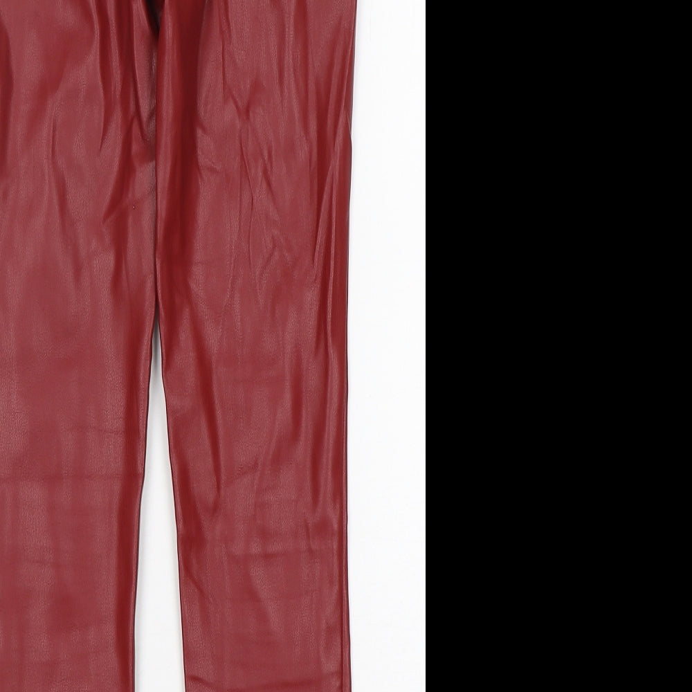 Zara Womens Red  Polyurethane Jegging Jeans Size S L28 in Regular