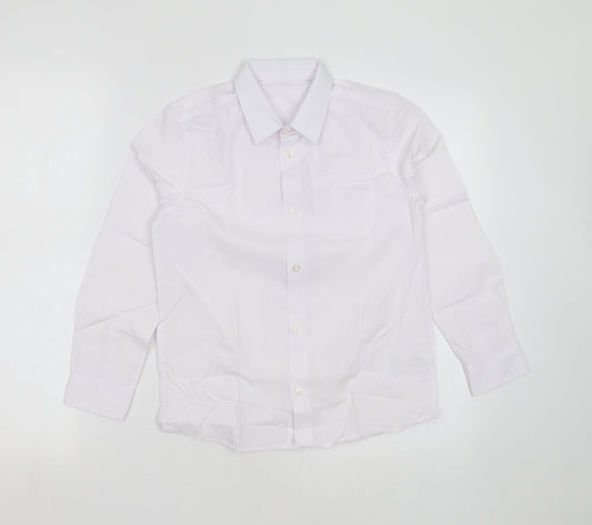 F&F Boys White  Polyester Basic Button-Up Size 8-9 Years Collared Button