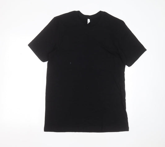 Canvas Mens Black  Cotton  T-Shirt Size L Round Neck