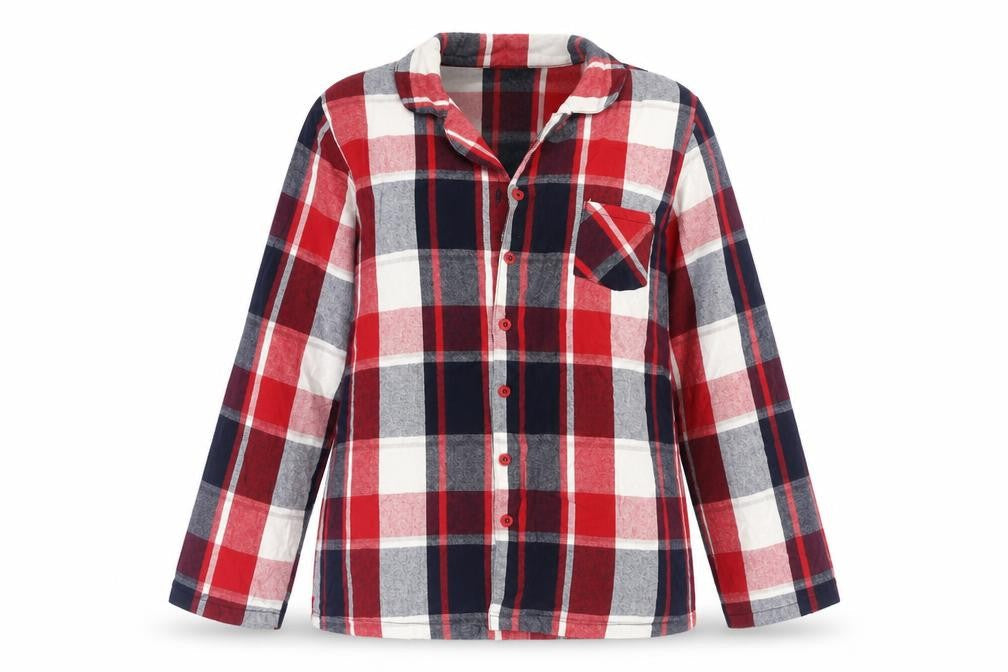 Boux Avenue Womens Red Check Cotton Top Pyjama Top Size 14  Button