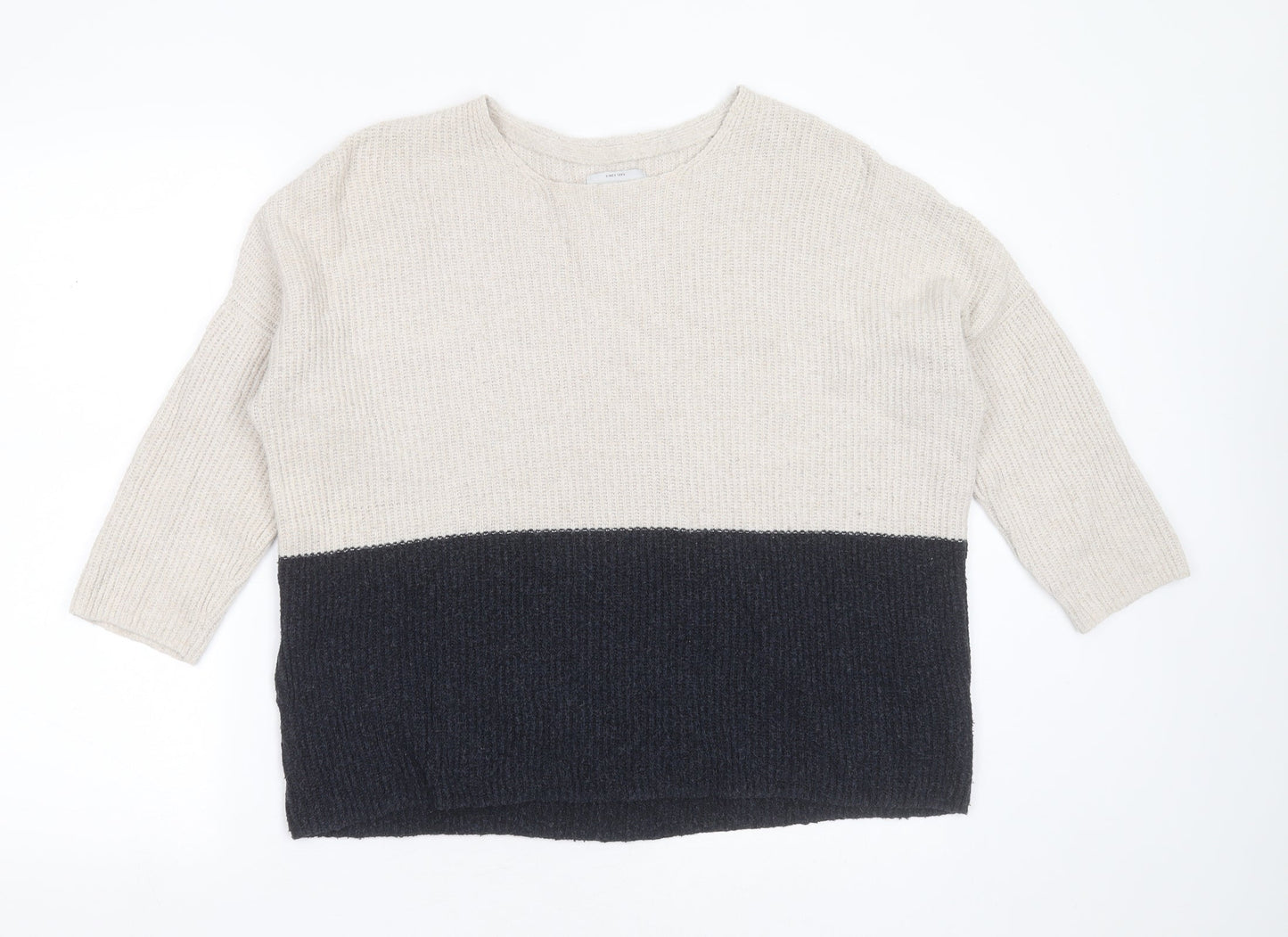 Only Womens Beige Round Neck  Cotton Pullover Jumper Size M
